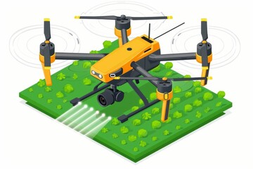 Smart farming technology in precision agriculture for high-tech farming and remote sensing in dense crop management with orange drone applications.