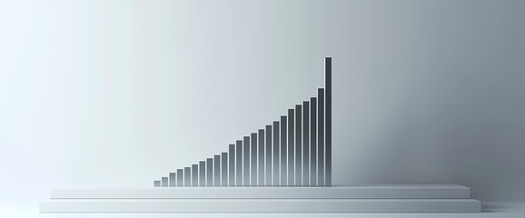 Clean-cut depiction of a sudden rise in stock values, presented in a minimalist bar graph against a clean white surface.