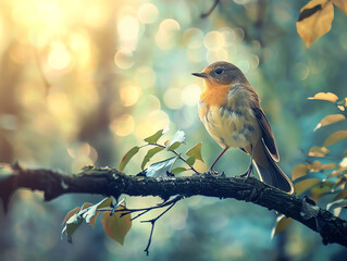 Fototapeta premium robin on branch