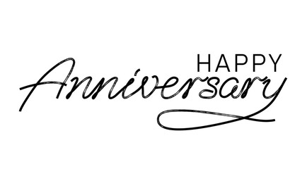 Happy anniversary hand lettering. Typography vector design for greeting cards and poster. Handwritten modern black marker lettering. Black text with swashes