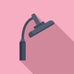 Minimalist flat design icon of a contemporary shower head with shadow, on a pink background