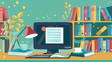 A computer monitor placed on top of a desk, part of an EdTech setup for online education and e-learning training. Generative AI