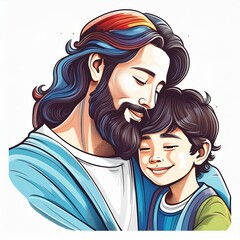 Illustration image of Jesus hugging the boy