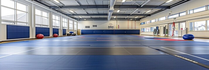 Gym banners and exercise mats - fitness background for gym advertising, classes and training