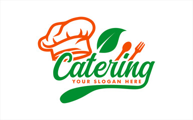 catering service  logo template with hand written calligraphy