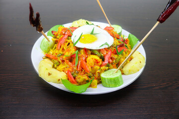 Prawn and Shrimp American Chop Suey, a Delectable Fusion of Tender Seafood, Crisp Vegetables, and Flavorful Sauce, Creating a Perfect Harmony of Taste and Texture in Every Bite