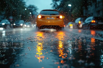 Automotive Windshield Wipers in Rain Close-up of windshield wipers in action during a rainy drive