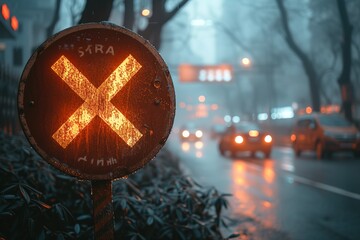 Car Evacuation Route Sign A sign indicating a designated car evacuation route, emphasizing emergency preparedness