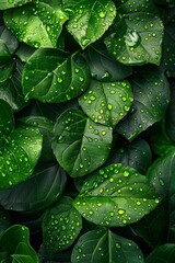 Obraz premium leaves are fresh, wet and different, very beautiful, The concept of style, nature and uniqueness 