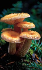 Obraz premium Orange pine mushroom Lactarius deliciosus with water drops