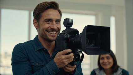 man with a video camera