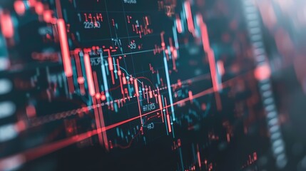 Detailed close-up of a magnified section of a stock graph, showcasing the subtle variations in market trends and fluctuations, captured in high-definition clarity.