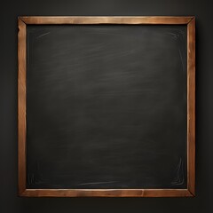 Large square blackboard with wooden frame, blank and empty. Generative AI.
