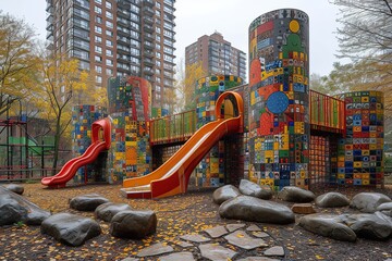 City Street Art Urban Playground A playground creatively designed with street art, promoting active...