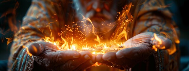 Obraz premium close-up A fortune-teller fortune-telling on fire