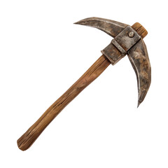 Old rusty pickaxe. Isolated on transparent background.