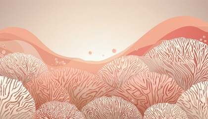Abstract background, underwater dreamscape where e, beige, pink pastel, and ivory coral reefs liquify into a serene, dream-like state.