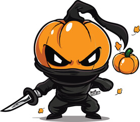 Cute ninja pumpkin logo art illustration © MDMASUD