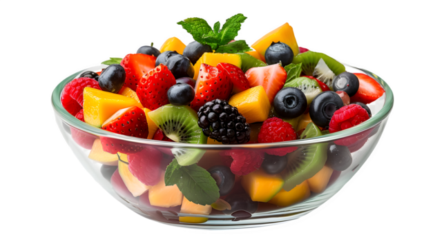 Fruit bowl isolated on a transparent background, PNG, Ai