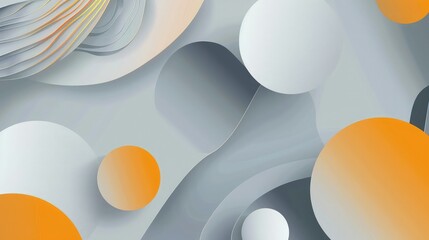 Abstract background. Round shapes, lines compositions on grey backdrop. Vector illustration for wallpaper banner background or landing page