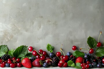 Various berries displayed on table natural foods for recipes