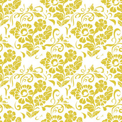 Yellow flowers line thai style, thai flower vector for making fabric or background.