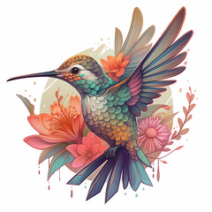 Obraz premium hummingbird and flower