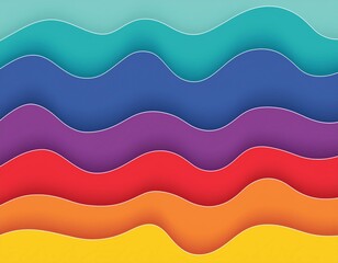 Abstract organic colorful rainbow bold colors paper cut overlapping paper waves texture background banner panorama illustration for webdesign or business