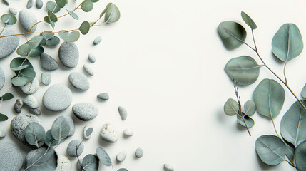 Serene Eucalyptus and Pebbles Minimalist Botanical