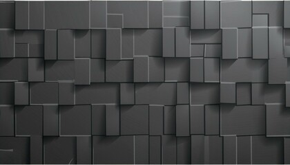 Abstract geometric black anthracite gray grey 3d texture wall with squares and square cubes...