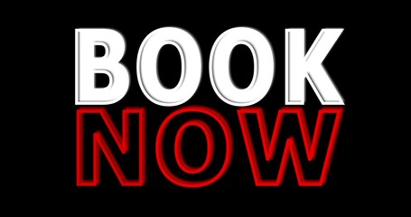 book now thin line badge. 