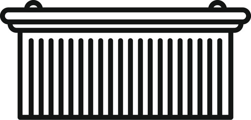 Simplistic black line icon illustration of a frontfacing industrial dumpster