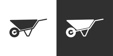 Wheelbarrow black and white icon sign vector design