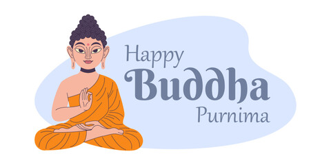 Happy Vesak Day, Buddha Purnima wishes greetings vector illustration. Posters, banners, greetings, and print design.