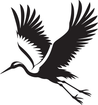 recommend clip art: Crane bird flying silhouette vector illustration.
