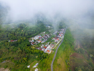 Teletubbies Hill, Nusa Penida, Bali, Indonesia, Beautiful small green hills with clouds, Ariel view...