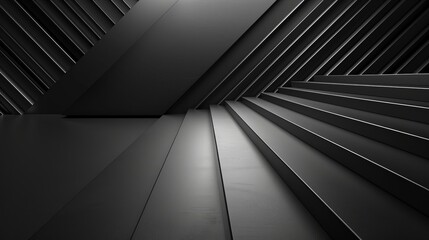 Abstract 3D rendering of a modern geometric staircase. Futuristic architecture concept.