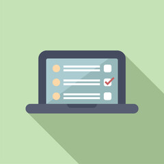 Vector illustration of a modern laptop displaying a checklist, symbolizing task completion