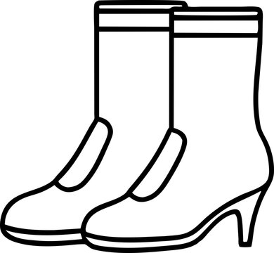 black boots outline, side view, footwear clip art preview