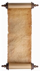 ancient paper or parchment scroll isolated on white background with clipping path cutout