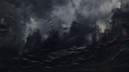Black oil texture background. Dark gray color. Oil painting. Generative AI.