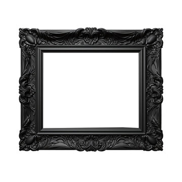 Black landscape picture frame for use as a border or home d&eacute;cor, cut out and isolated on white and transparent background