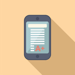 Vector illustration of an a plus grade on a smartphone display, depicting online education success