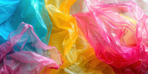 Colorful background with plastic bags. Plastic bag free day - concept of celebrating of an international holliday
