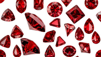 rubies, red gemstones isolated on white background
