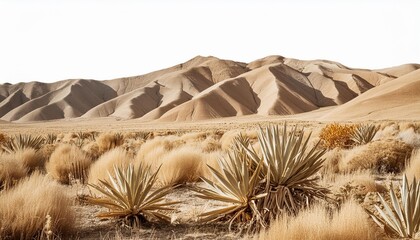 dry plants desert scene cut out isolated on transparent background