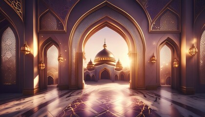 mosque arch ramadan kareem background