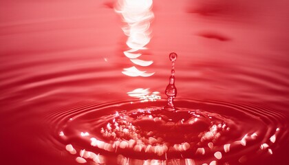 defocus blurred transparent red colored clear calm water surface texture with splashes and bubbles trendy abstract nature background water waves in sunlight with copy space redwater shine