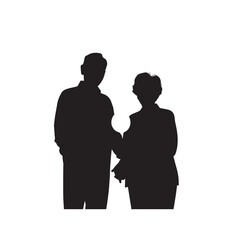 Grandparent silhouette. Old couple vector illustration. Grandfather and grandmother vector.