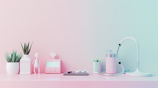 Pastel desk essentials for a modern minimalist workspace